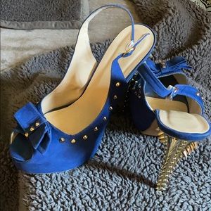 Slingback pump studded sandals.